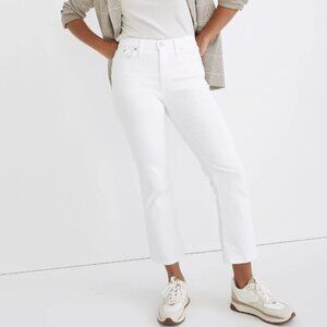 Madewell Stretch Cali Demi-Boot Jeans in Pure White Magic Pockets in Size 27 NWT